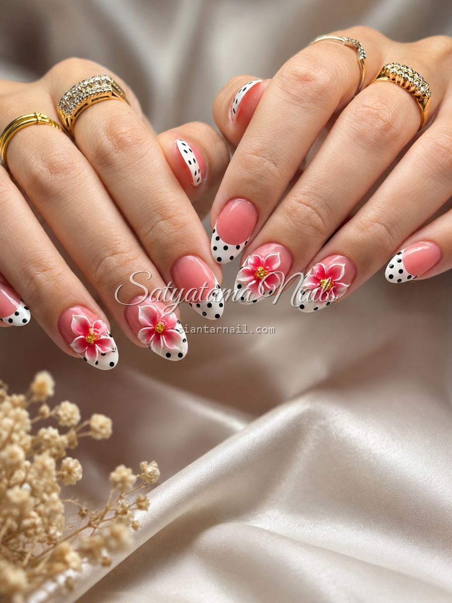 Floral Merah — nail art di Pematangsiantar oleh Satyatama Nails